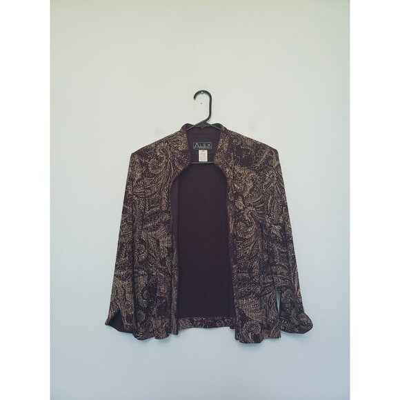 Alex Evenings Womens 12 Jacket Purple Metallic Open Front Evening 3/4 Sleeve - Picture 3 of 8